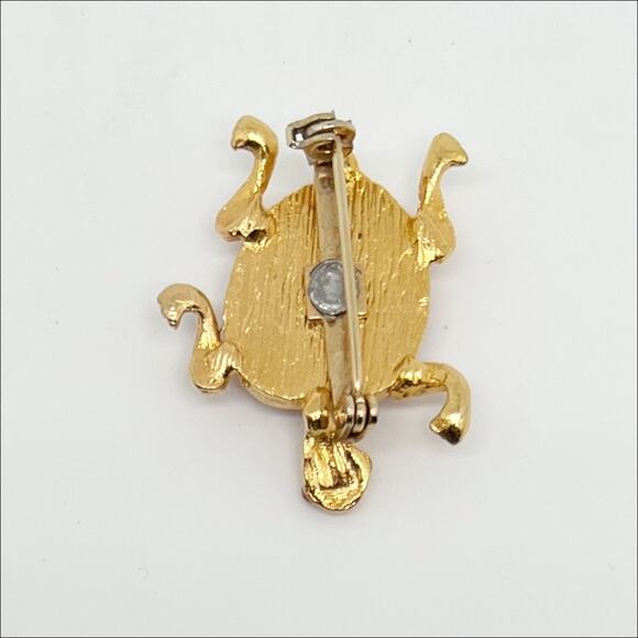 Vintage Gold Tone, Red and White Turtle Brooch Pin - Picture 3 of 4